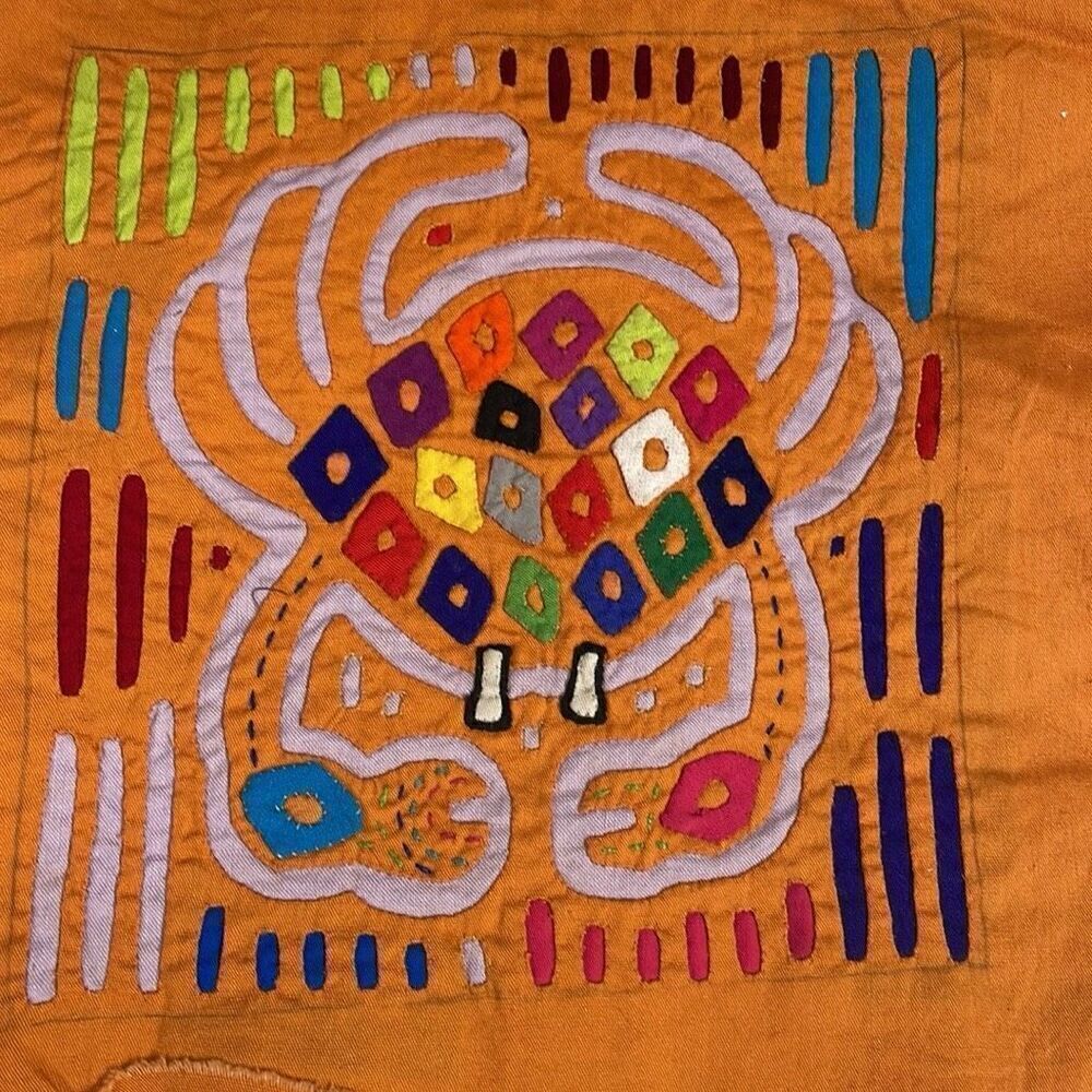 Vintage Panama Kuna Mola Folk Art Reverse Applique Embroidery Quilted - Crab